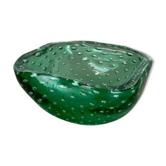 Murano Glass Bullicante "Green" Bowl Element Shell Ashtray Murano, Italy, 1970s