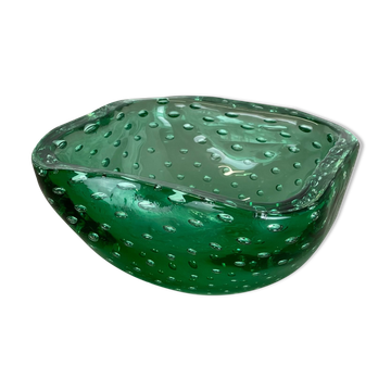 Murano Glass Bullicante « Green » Bowl Element Shell Cendrier Murano, Italie, années 1970
