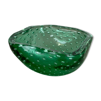 Murano Glass Bullicante « Green » Bowl Element Shell Cendrier Murano, Italie, années 1970