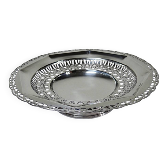 Large openwork bowl on a silver-plated metal stand, Dechamps Frères silversmithing.