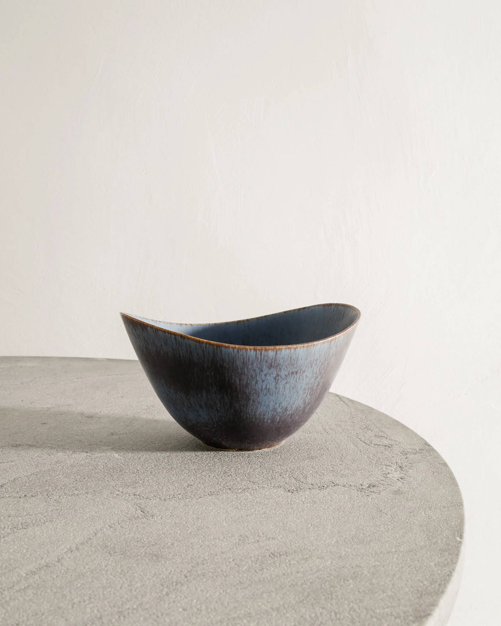 Large Swedish Mid Century Blue Brown Ceramic Bowl by Gunnar Nylund, 1950s
