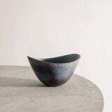 Large Swedish Mid Century Blue Brown Ceramic Bowl by Gunnar Nylund, 1950s