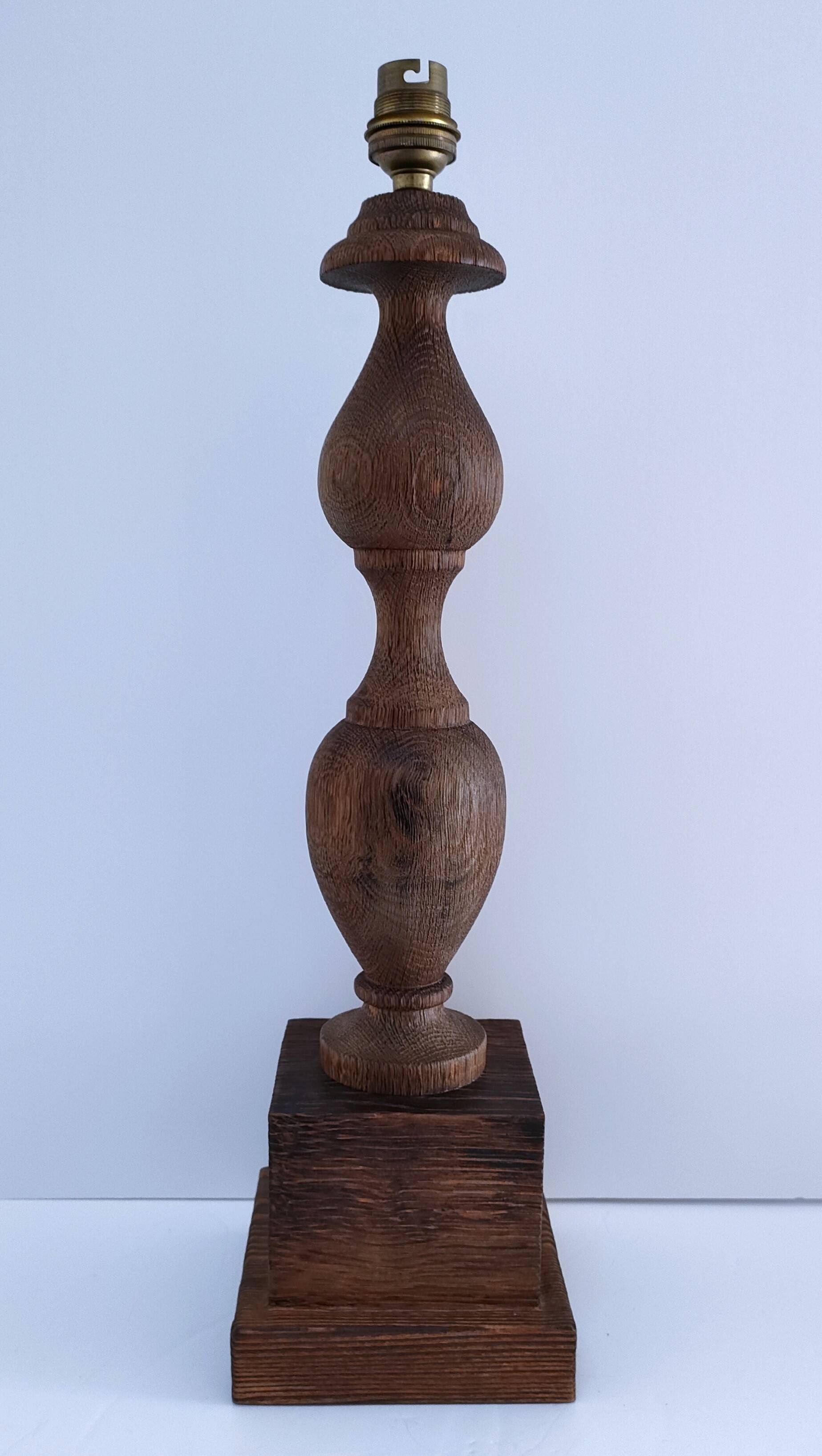 XL turned solid wood lamp base H.45.5 cm