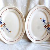 2 vintage Sarreguemines dishes, table service dishes with floral hand decoration