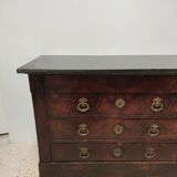 Chest of drawers in wood and gray marble with 4 drawers nineteenth century