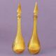 Pair of vintage amber yellow Empoli glass decanters