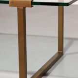 Coffee table glass and brass by Peter Ghyczy model T54 1970