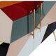 Buffet italien des années 50, en verre coloré et laiton, design géométrique.