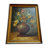 Oil on canvas, bouquet of flowers signed Foncier