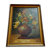 Huile sur toile , bouquet de fleurs signé Foncier