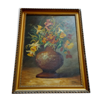 Oil on canvas, bouquet of flowers signed Foncier