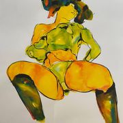 Paintings Set of 4 studies of nude of woman Ink dated 2012 signed Curiosa