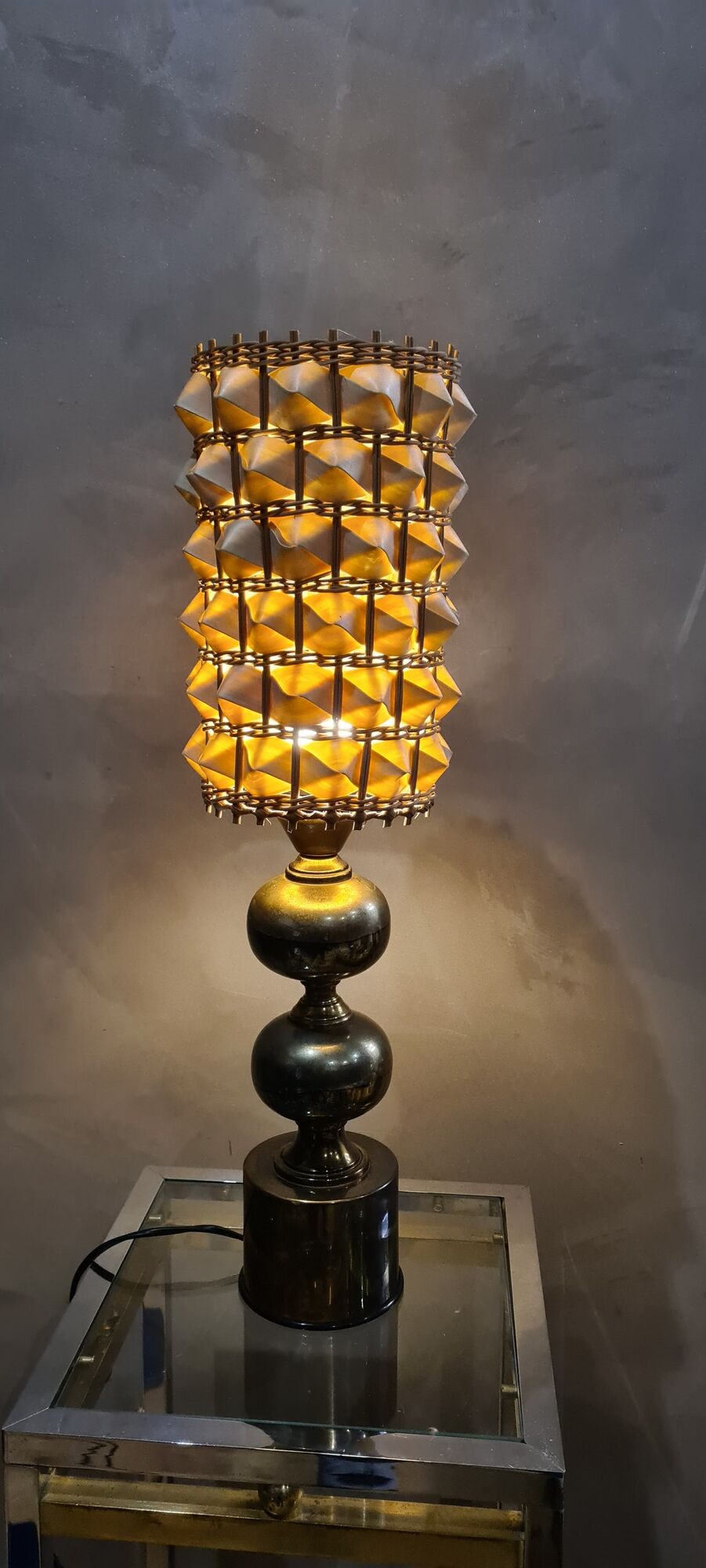 Lampe de style barbier, laiton et bronze  1960/75