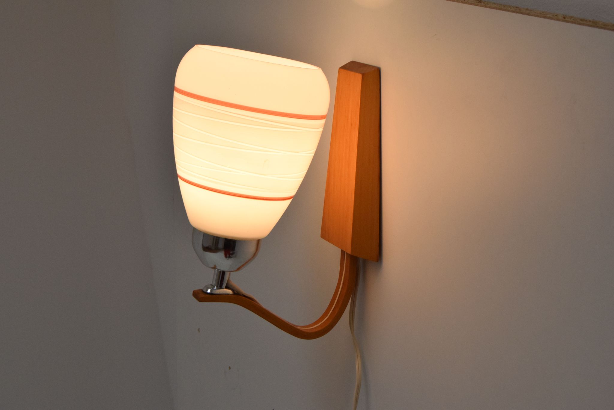 Mid-century wood wall lamp  by Drevo Humpolec, 1970