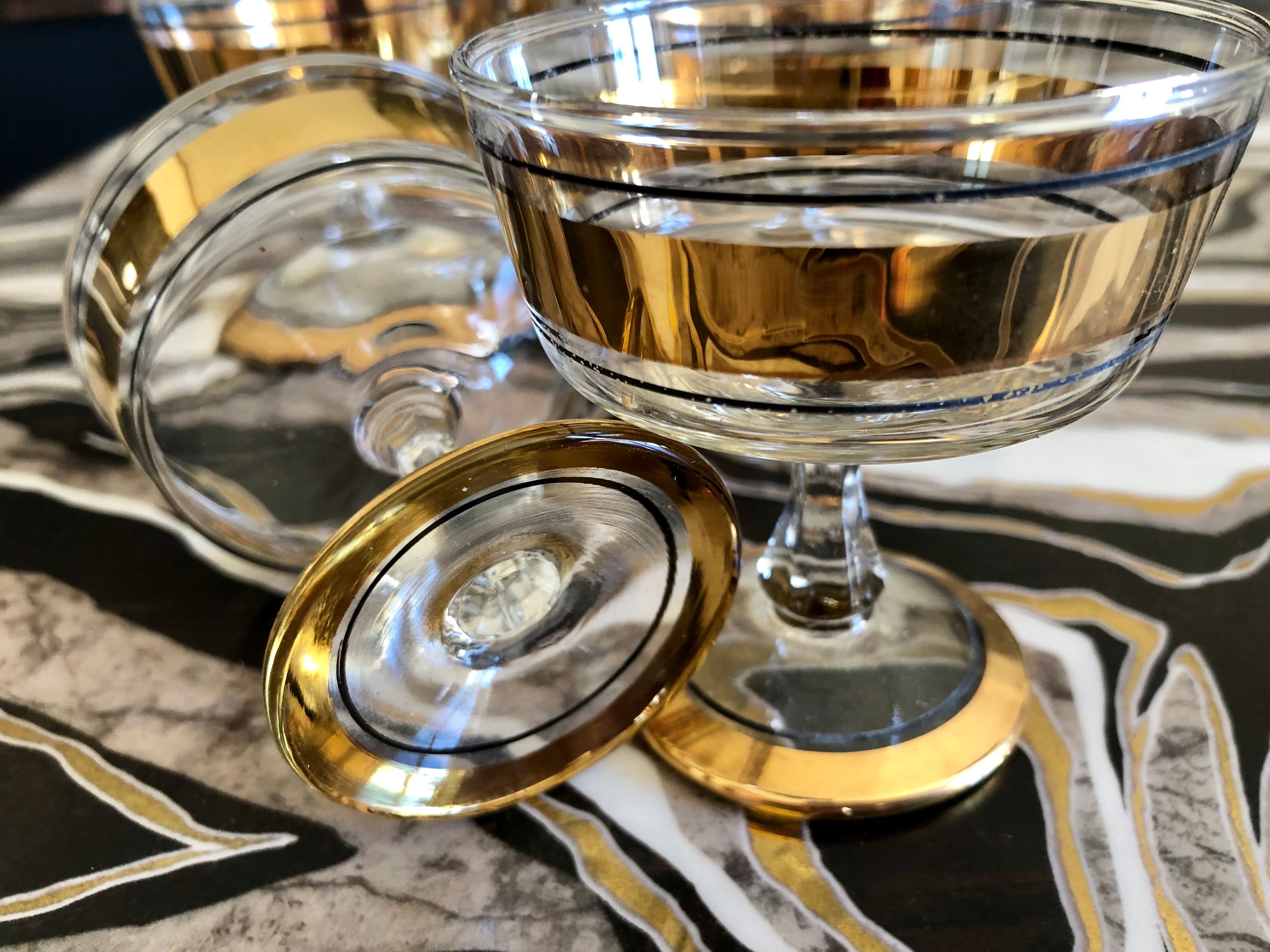 Gold-edged cut glasses