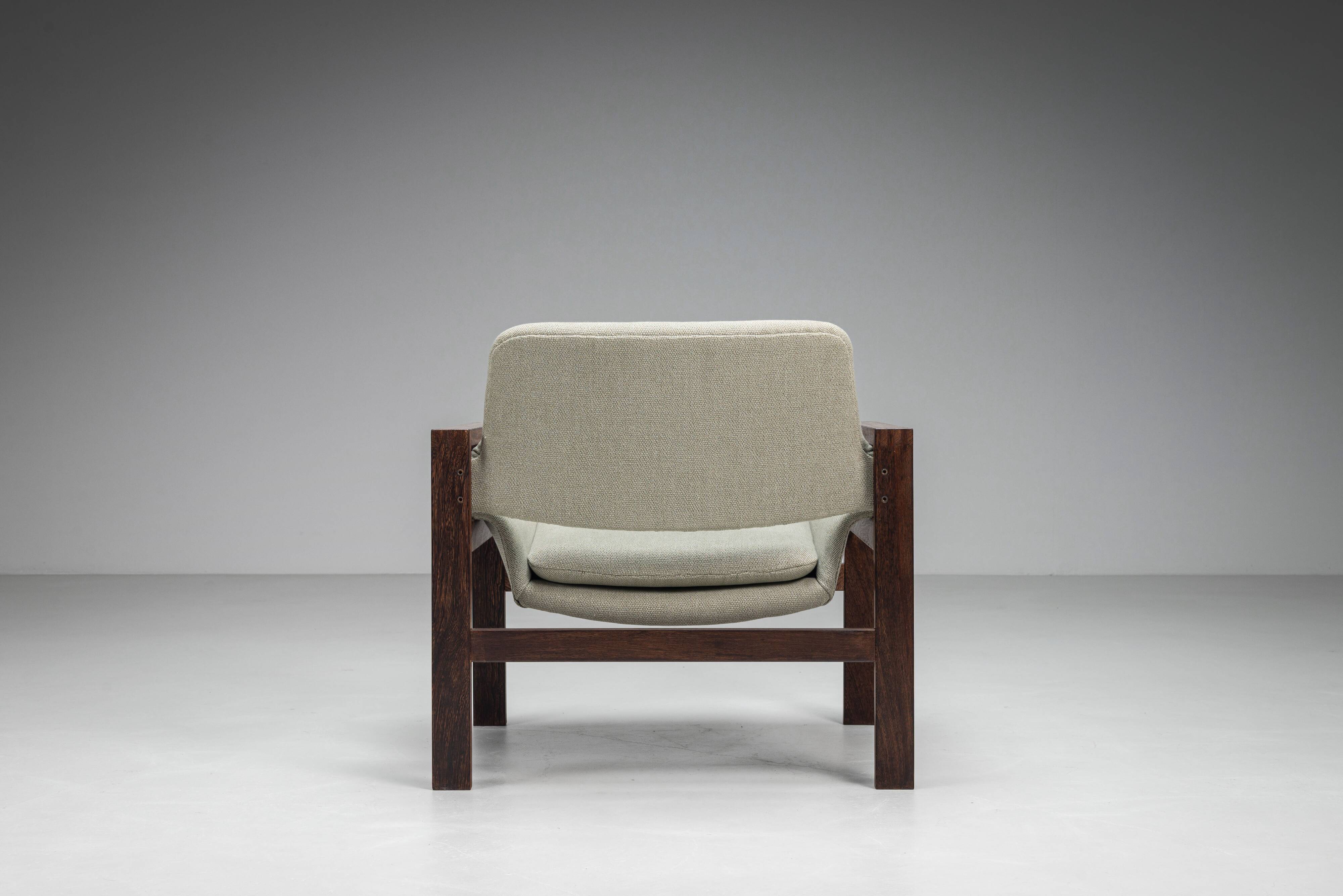 Fauteuil lounge en wengé de milieu de siècle