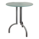 Metal and glass tripod pedestal table