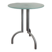 Metal and glass tripod pedestal table