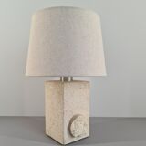 French sculpture lamp in white stone, 60s