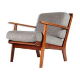 Vintage retro lounge chair in Danish teak wool