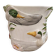 Rare cache-pot in earthenware with slip decoration of ducks.