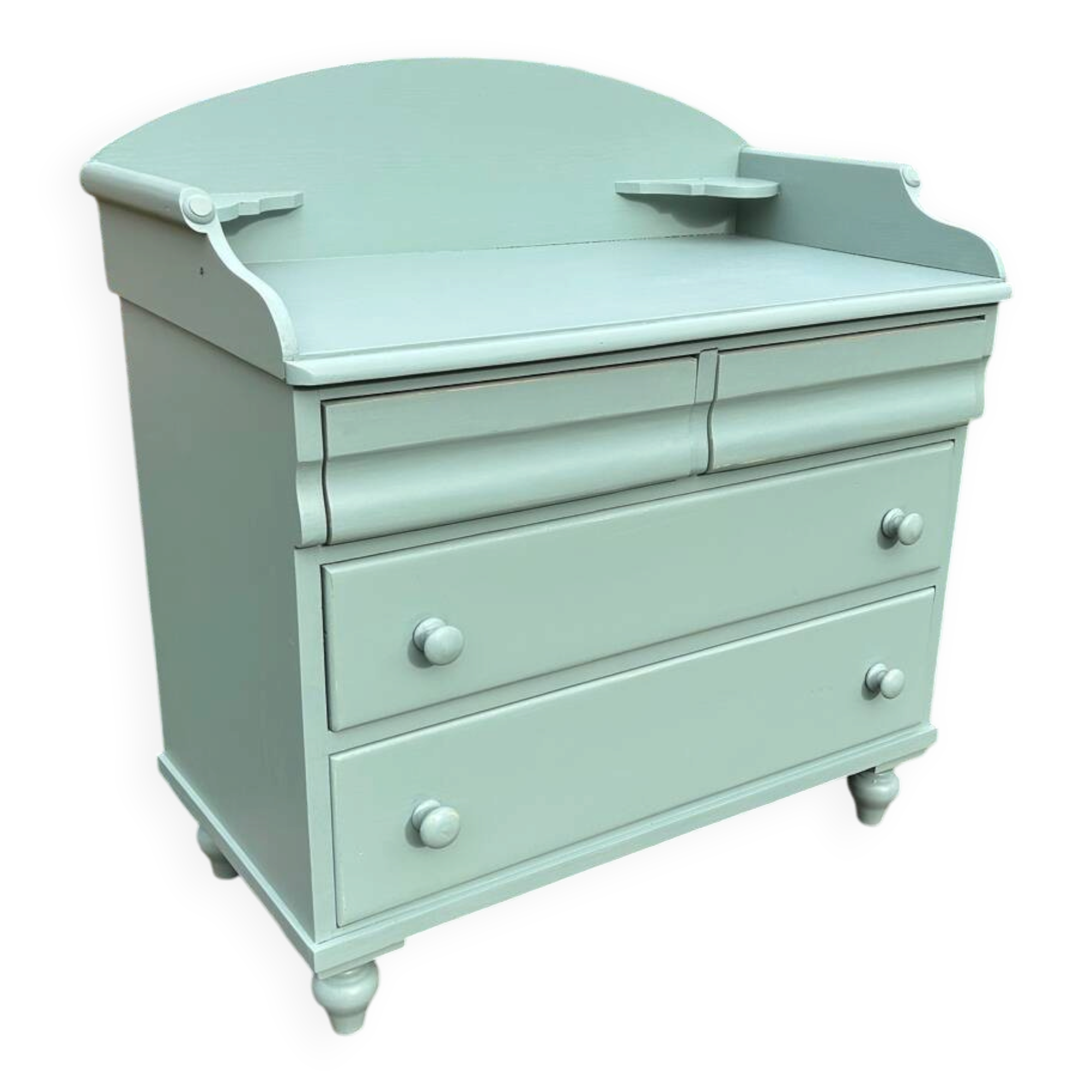 Vintage 4-drawer chest in sage green pine.