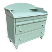 Vintage 4-drawer chest in sage green pine.