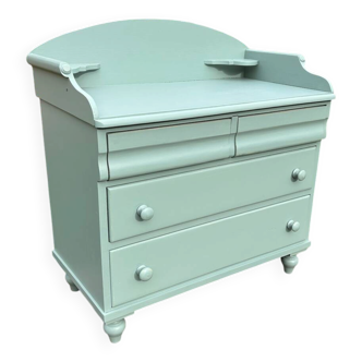 Vintage 4-drawer chest in sage green pine.