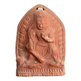Plaque Votive Terre Cuite Divinite Asie Bouddhisme Amulette Tsa Tsa Ancienn