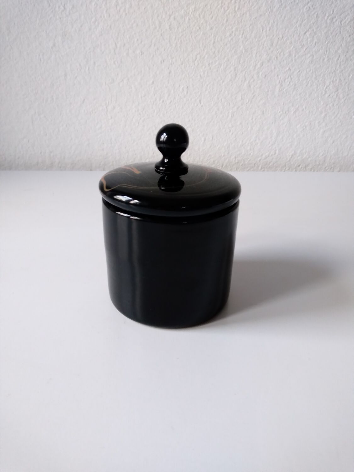 Black opaque glass box with WV glass stamp