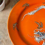 Ancienne assiette chinoise avec dragon porcelaine dragonware moriage 19 ème