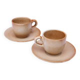 2 cups and their saucer, stoneware from France