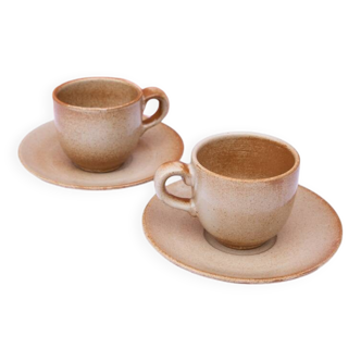 2 cups and their saucer, stoneware from France