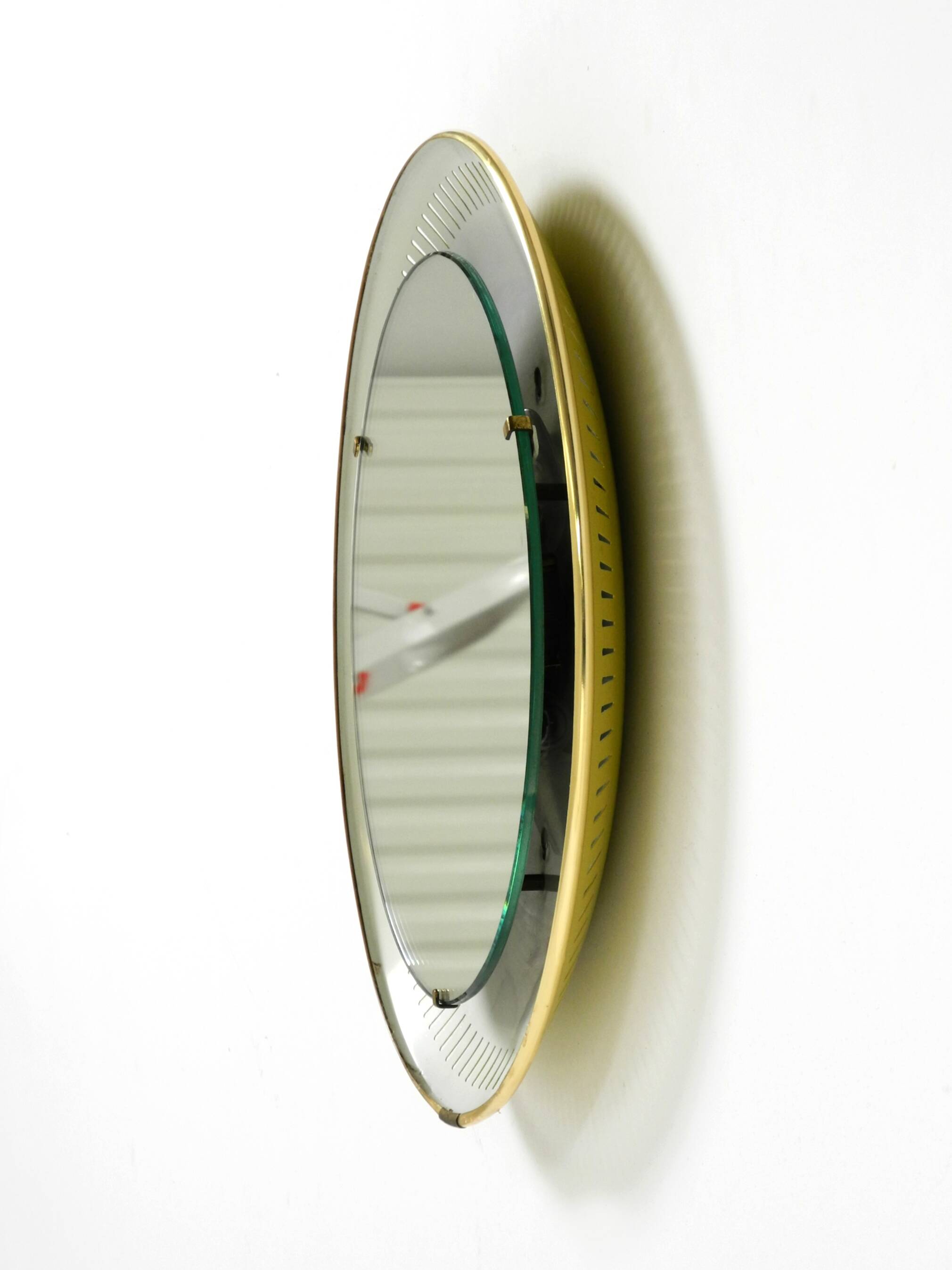 Rare round illuminated mid-century Hillebrand metal mirror from 1966