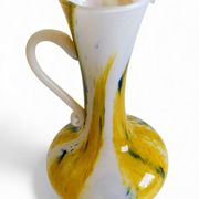 Cristallerie de Clichy White Opaline Pitcher Vase, Handmade in France