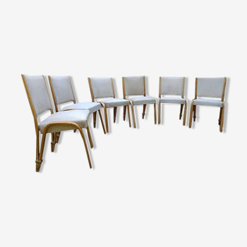 Set of 6 chairs Steiner Bow wood vintage 1950