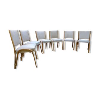 Set of 6 chairs Steiner Bow wood vintage 1950