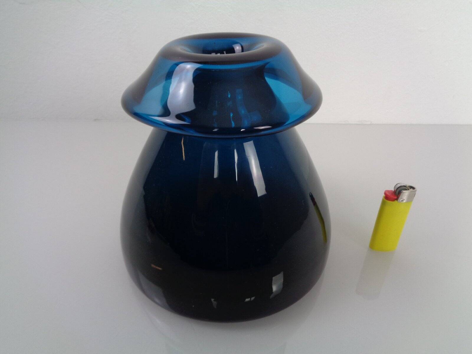 Hand-blown blue glass vase, Italy, 1960s