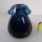 Hand-blown blue glass vase, Italy, 1960s