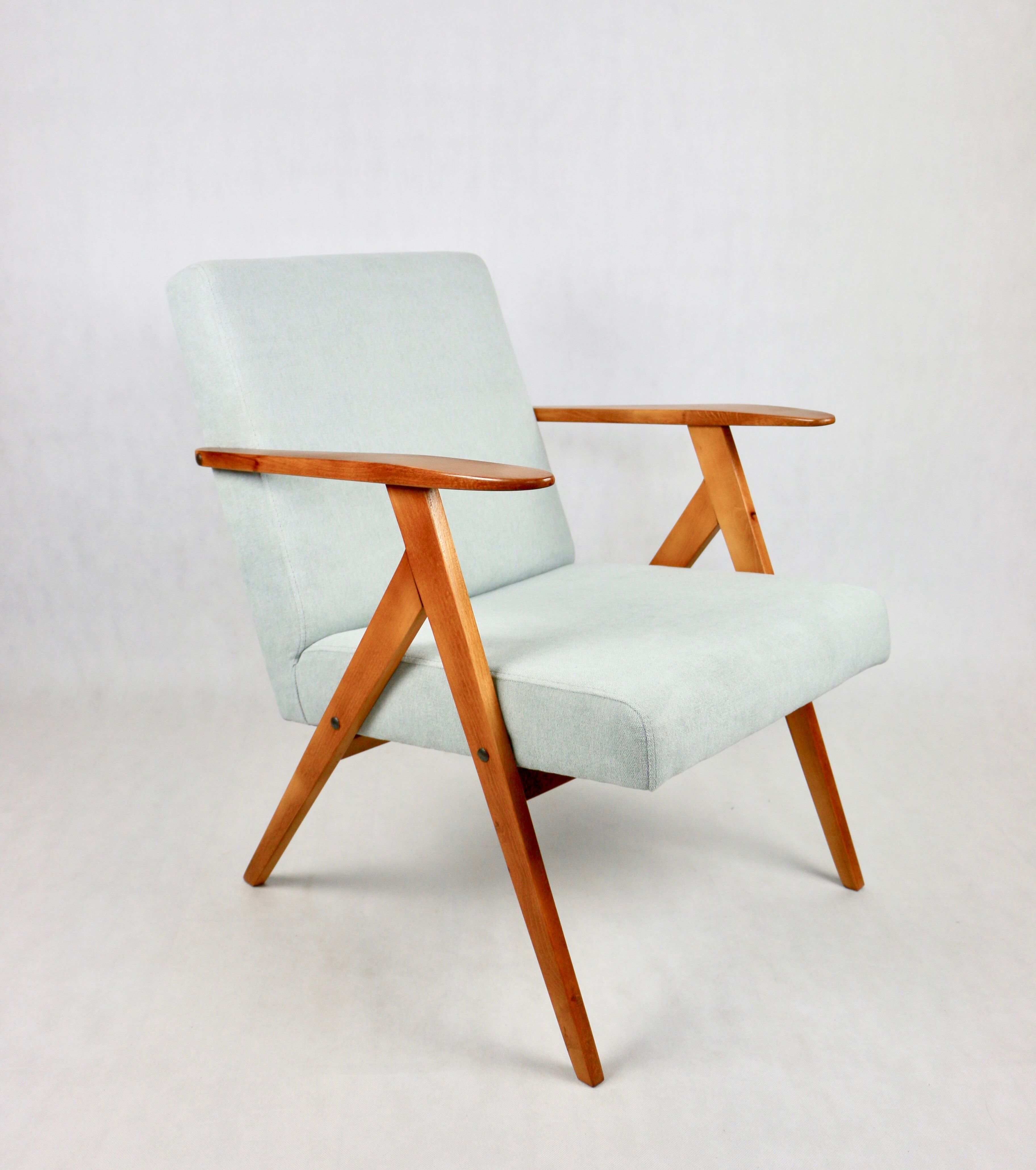 Vintage light blue turquise armchair, 1970s