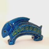 Rabbit statue, vintage, Aldo Londi for Bitossi, Rimini blue series