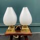 Pair of bedside lamps, glass and brass, 1950
