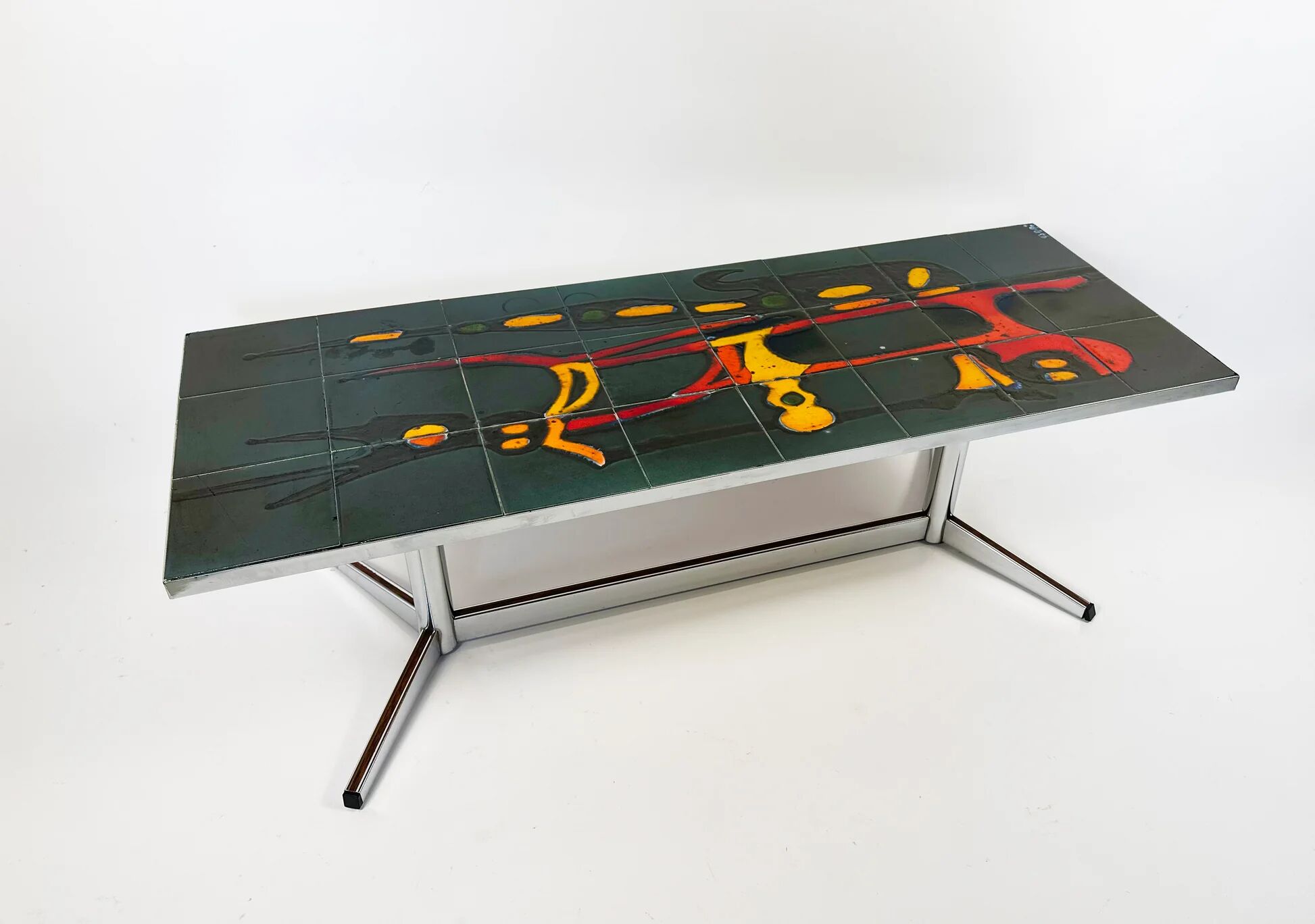 Mid-century coffee table with ceramic top by Adri Belgium.