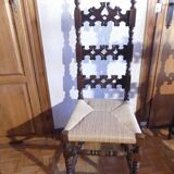Set of 6 Spanish Baroque Renaissance chairs, straw seat