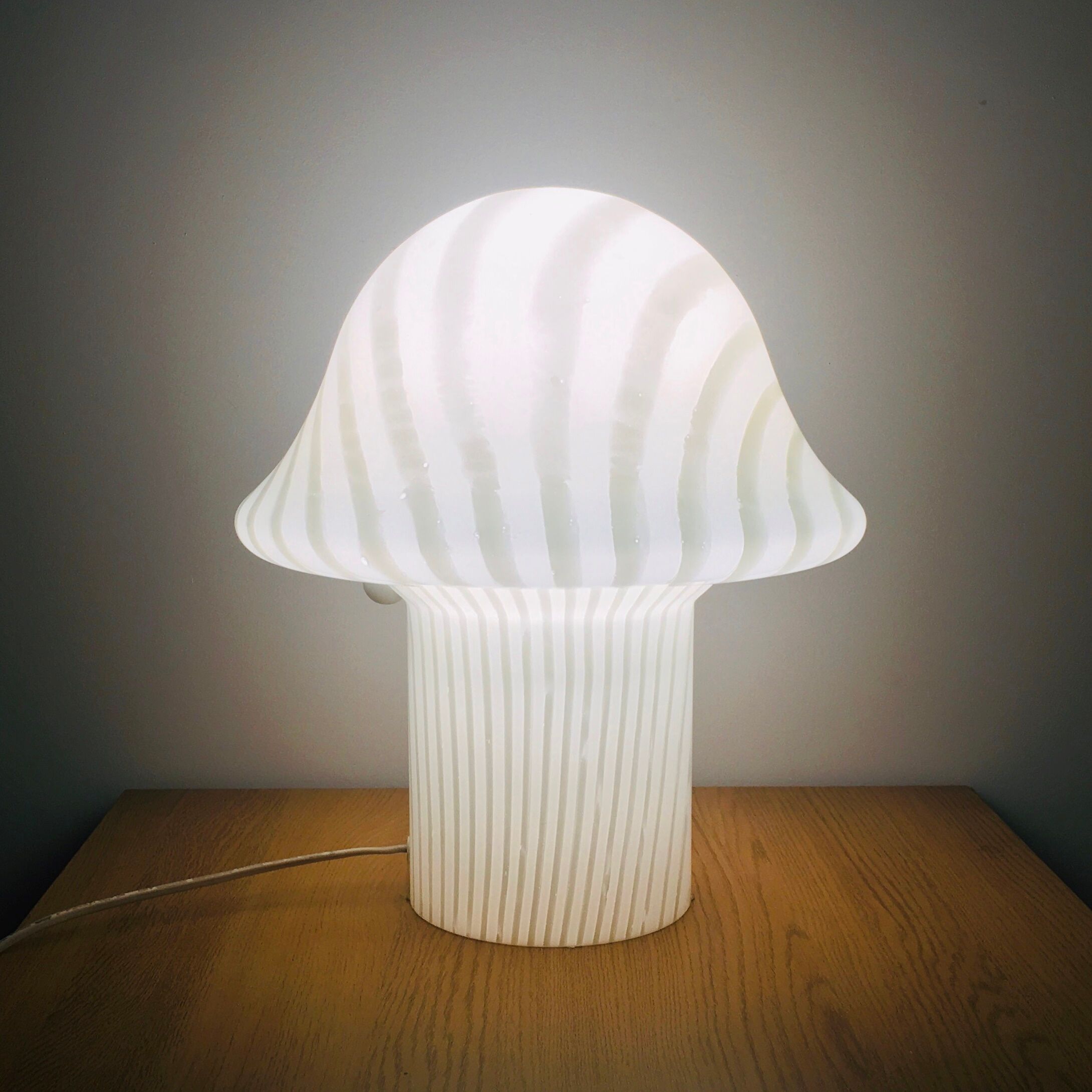 Striped glass mushroom table lamp from Peill & Putzler Germany 1970s