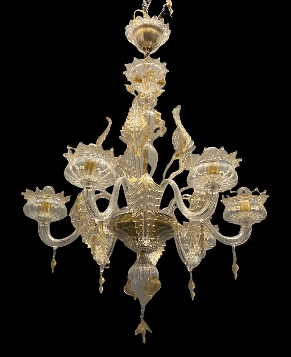 Italian Murano Glass Gold Chandelier by La Murrina
