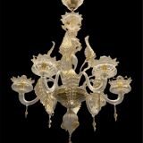 Italian Murano Glass Gold Chandelier by La Murrina