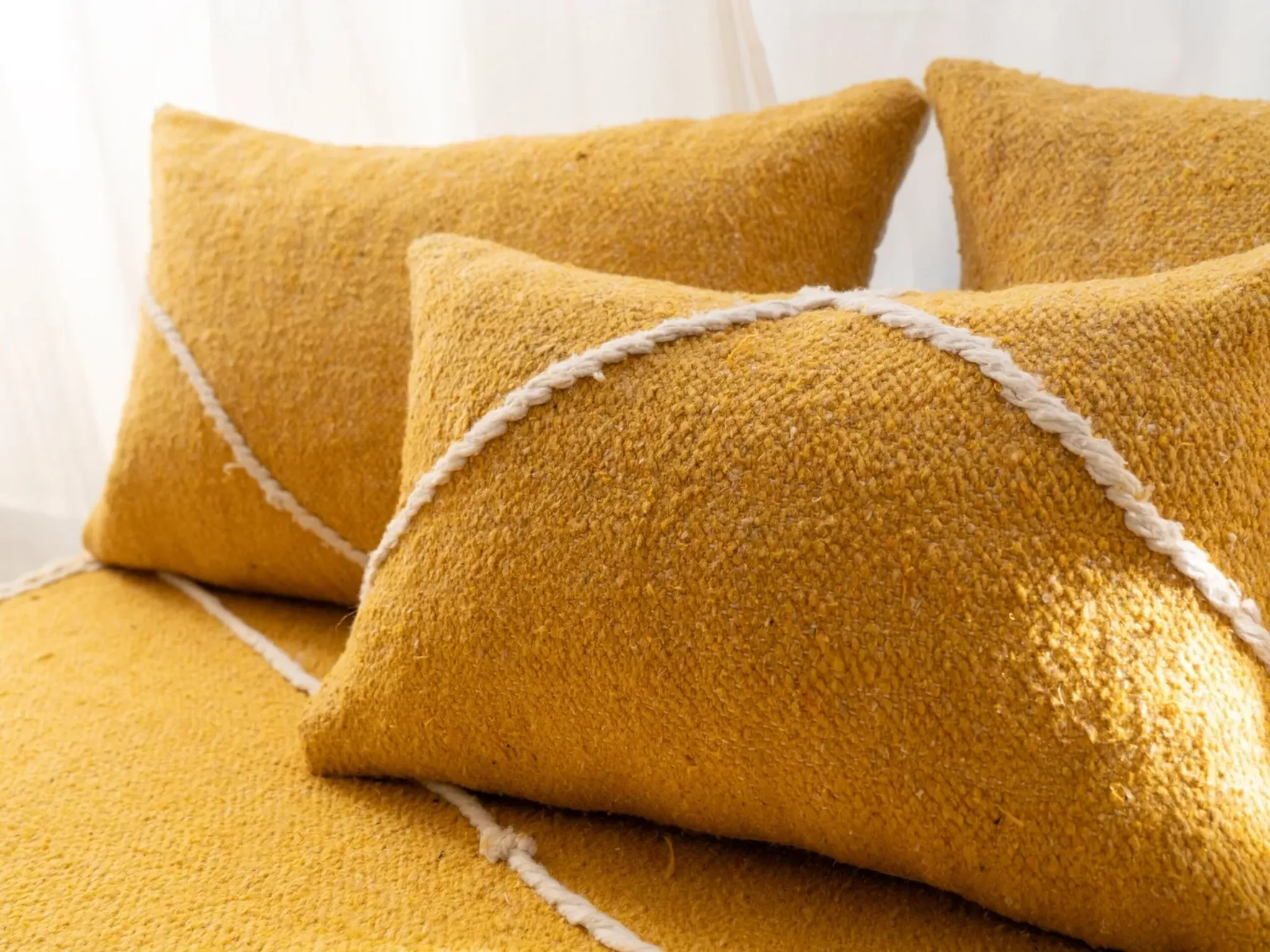 Ensemble de housses de canapé de sol marocain jaune
