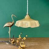 Suspension abat-jour vintage en opaline jaune