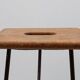 Tabouret industriel moderniste à lattes fendues en fer et chêne, France vers 1910